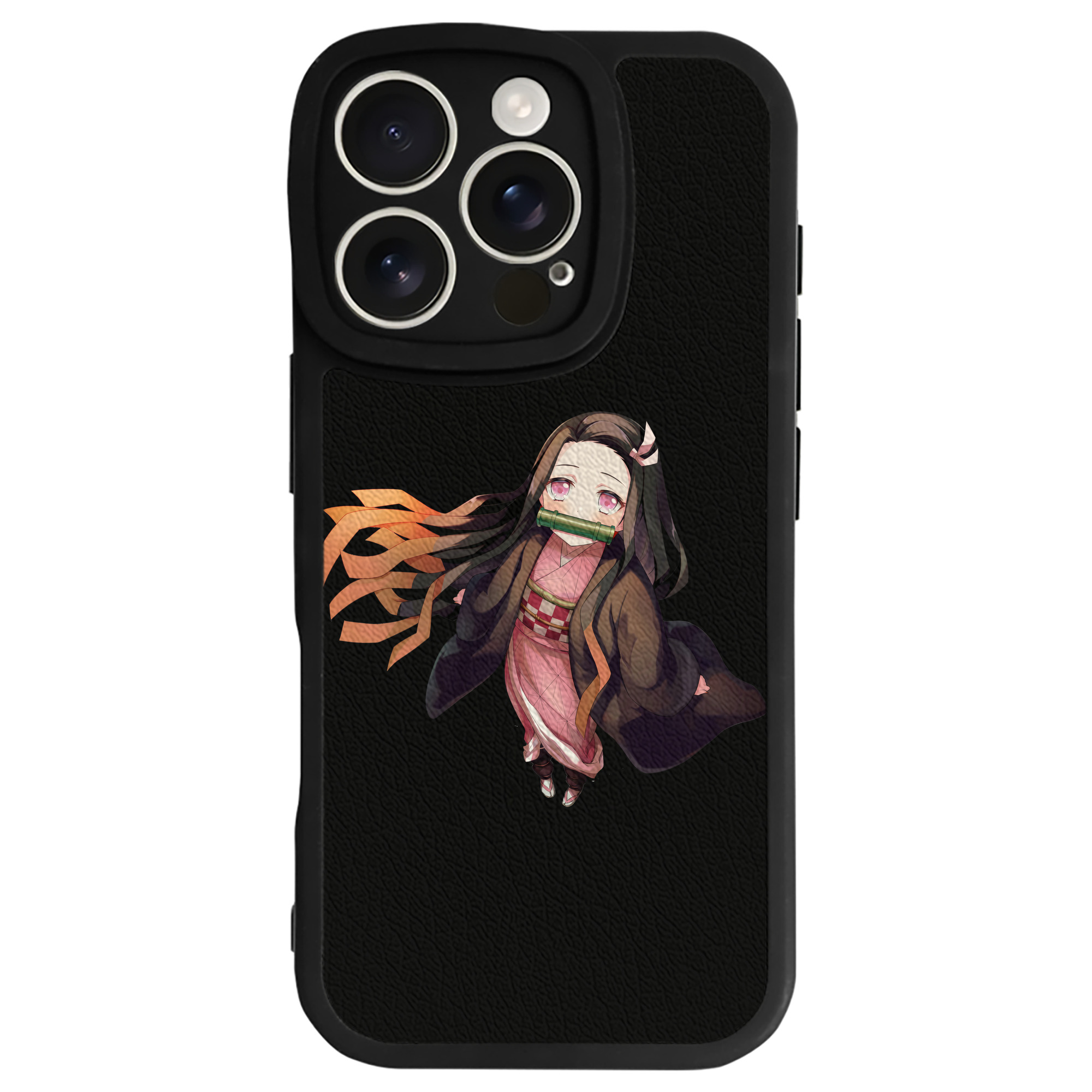 （画像用） 鬼滅の刃（きめつのやいば）竈門 禰󠄀豆子／かまど ねずこ Kamado Nezuko 【iPhone 16シリーズ対応】シリコンスマホケース（レザー調） 材質：シリコン